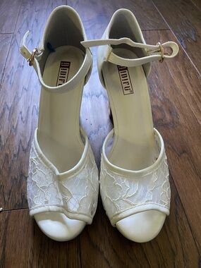 Women’s Ivory Lace Ankle-Strap Heels by
